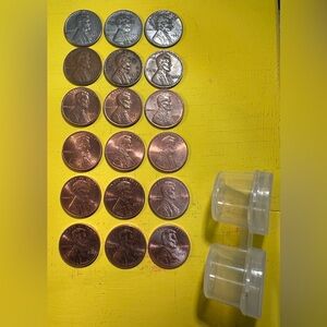 ⚫️ Vintage - Collectible - 1943 Steel Wheat Pennies & Copper 1944 Wheat Pennies